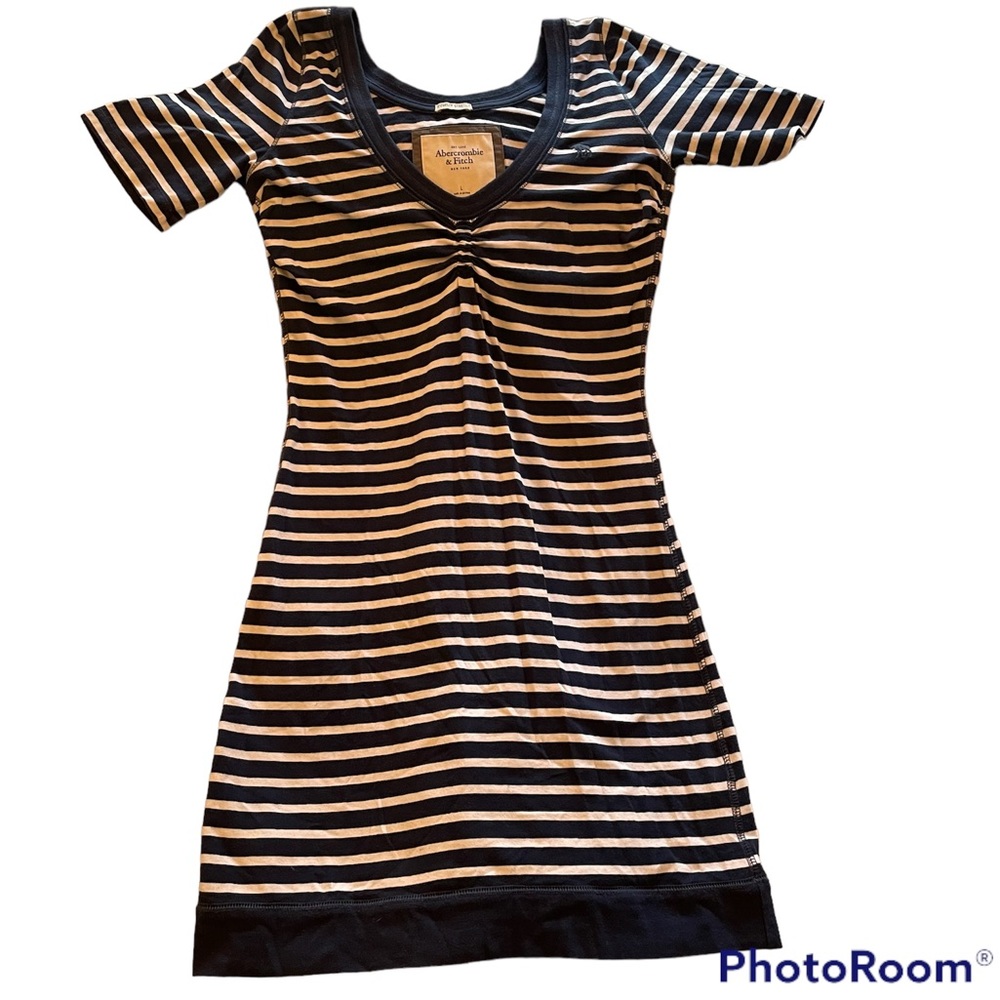 Abercrombie & Fitch stretch Navy and White Dress size L fits M